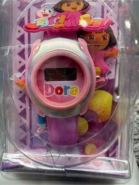 NIB Vintage 2010 Dora the Explorer LCD Watch with Interchangeable Slide-Ons